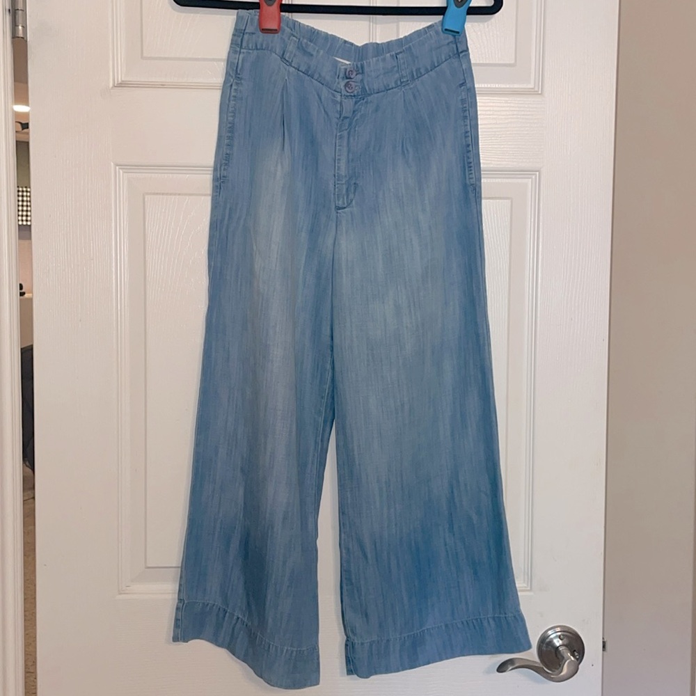 Bella Dahl Pleated Wide Leg Chambray Tencel pants XS